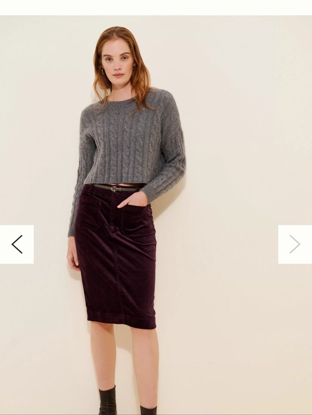 Maeve The Colette Skirt: Corduroy Edition in Deep Purple. Size 2x